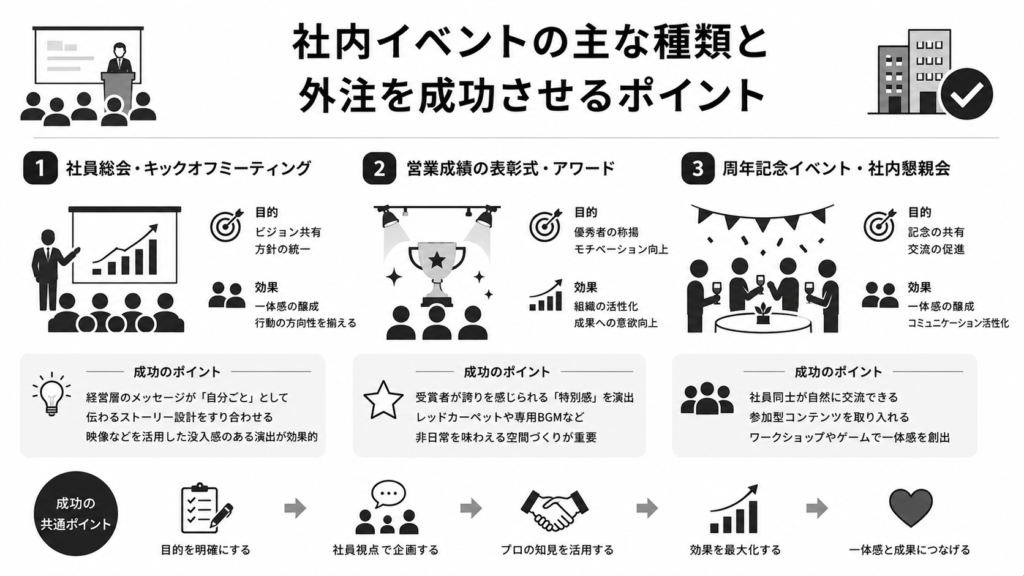 社内イベントの主な種類と外注を成功させるポイント