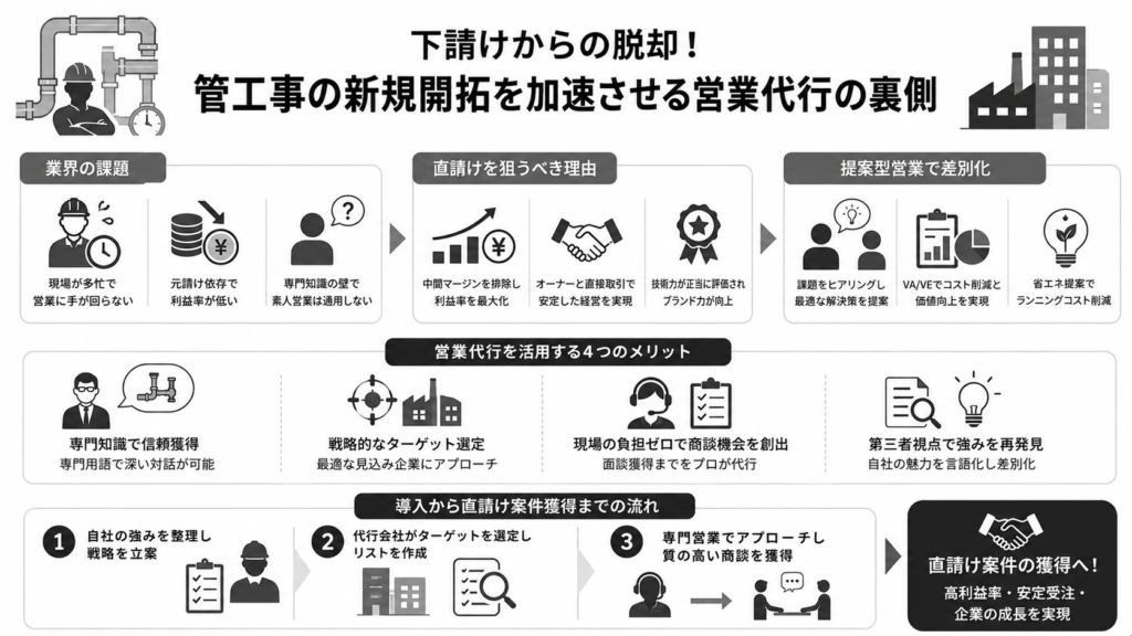 下請けからの脱却!管工事の新規開拓を加速させる営業代行の裏側