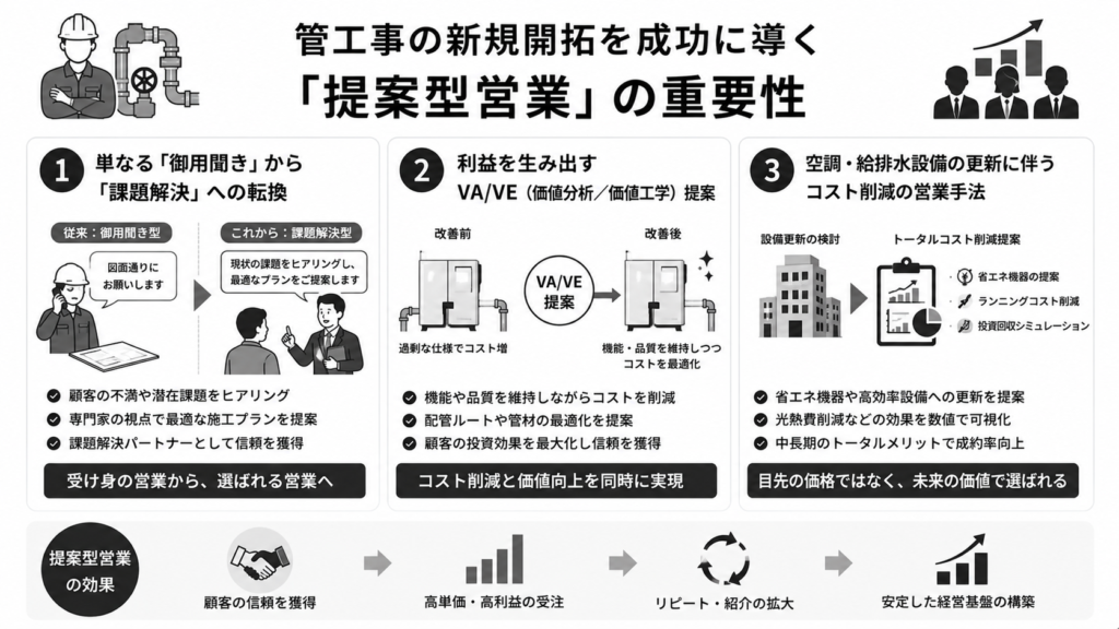 管工事の新規開拓を成功に導く「提案型営業」の重要性
