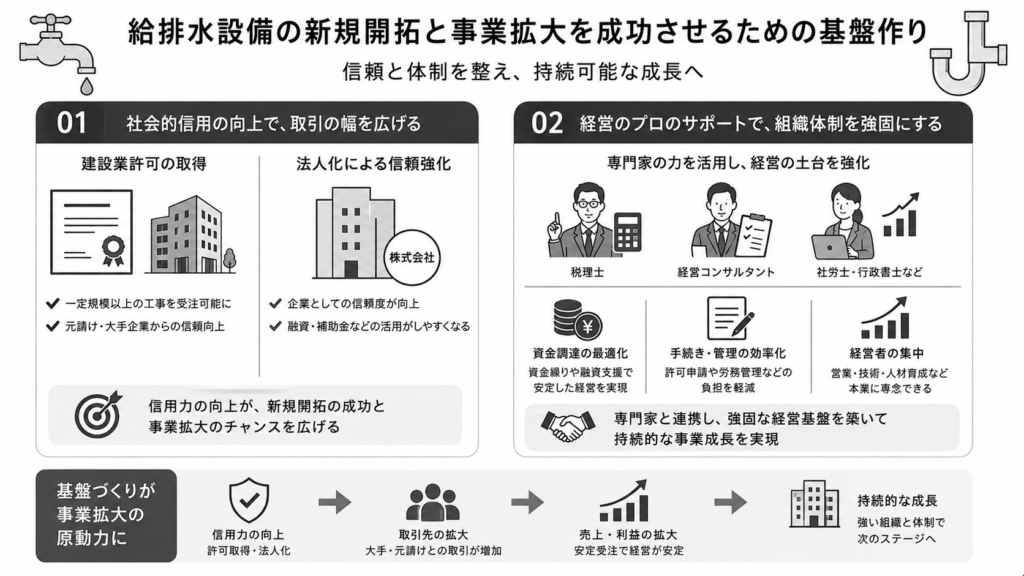 給排水設備の新規開拓と事業拡大を成功させるための基盤作り