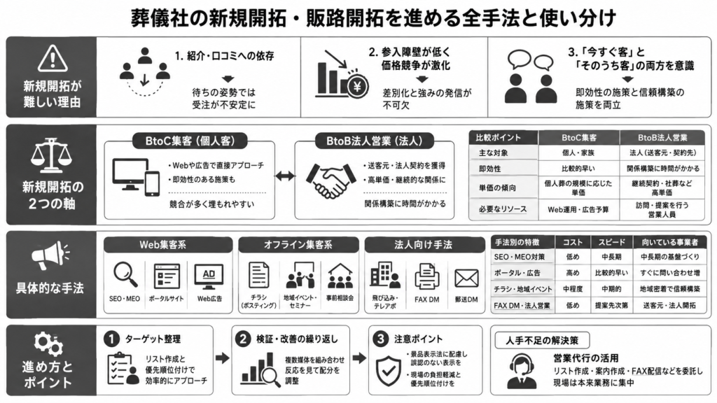 葬儀社の新規開拓・販路開拓を進める全手法と使い分け