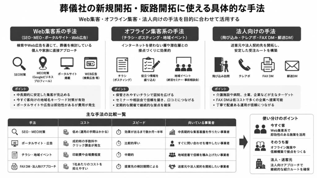 葬儀社の新規開拓・販路開拓に使える具体的な手法