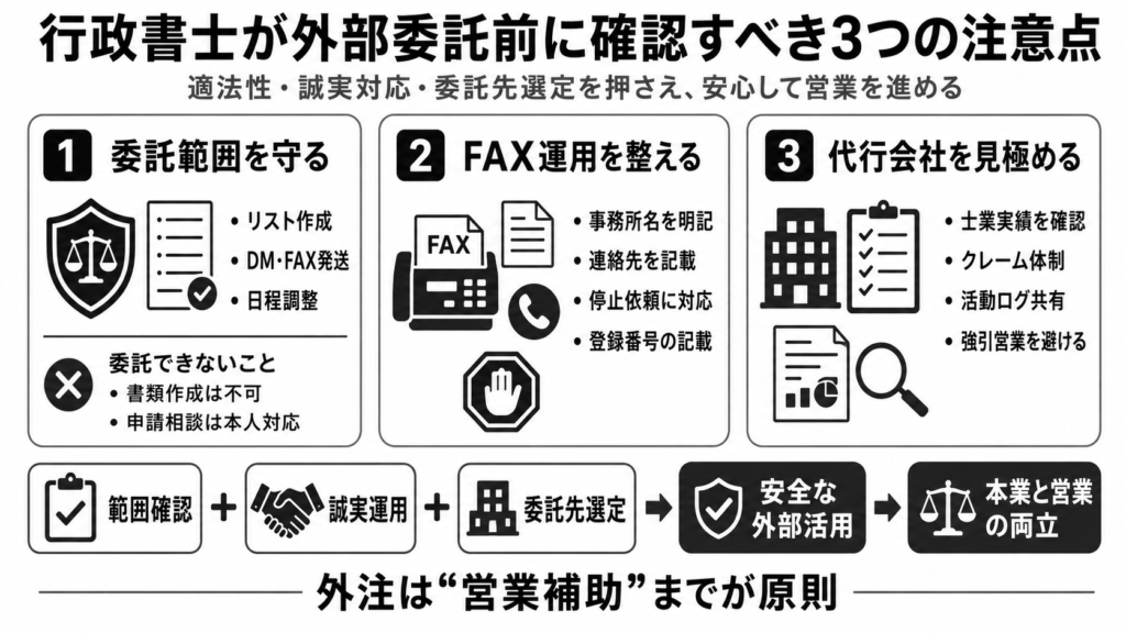 行政書士が営業活動を外部委託する際の注意点