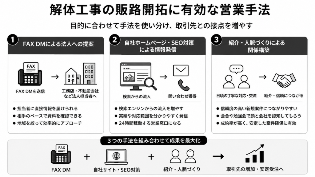 解体工事の販路開拓に有効な営業手法