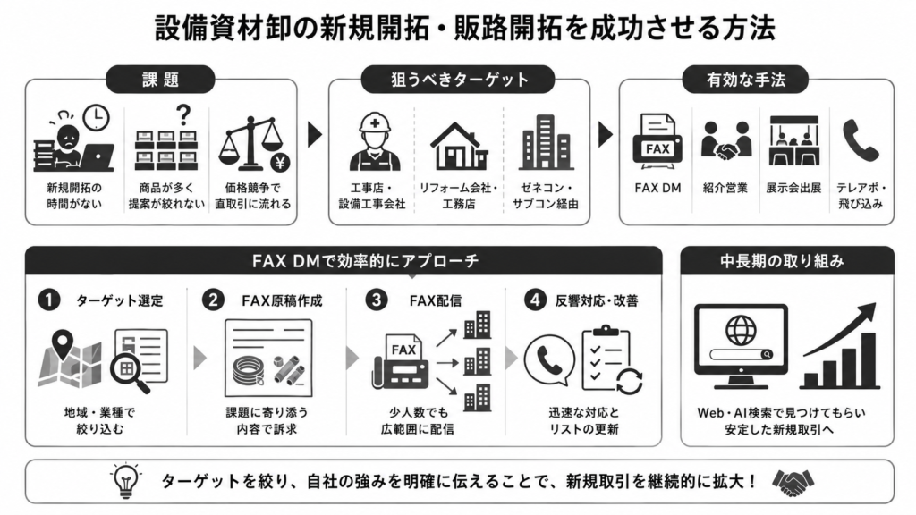 設備資材卸の新規開拓・販路開拓を成功させる方法