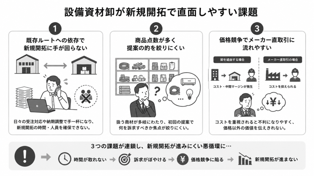 設備資材卸が新規開拓で直面しやすい課題