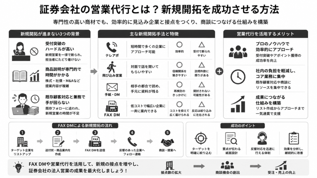 証券会社の営業代行とは?新規開拓を成功させる方法