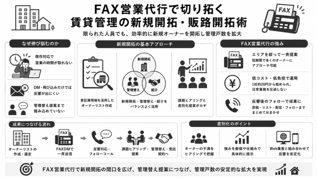 FAX営業代行で切り拓く賃貸管理の新規開拓・販路開拓術