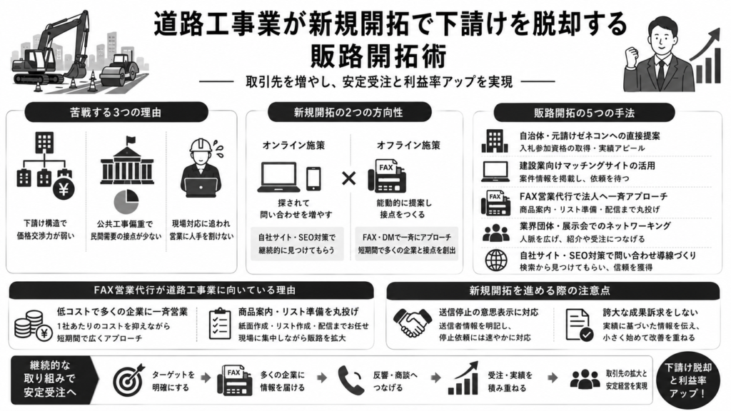 道路工事業が新規開拓で下請けを脱却する販路開拓術