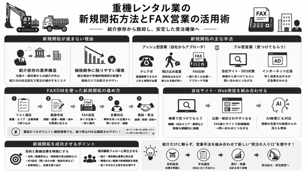 重機レンタル業の新規開拓方法とFAX営業の活用術