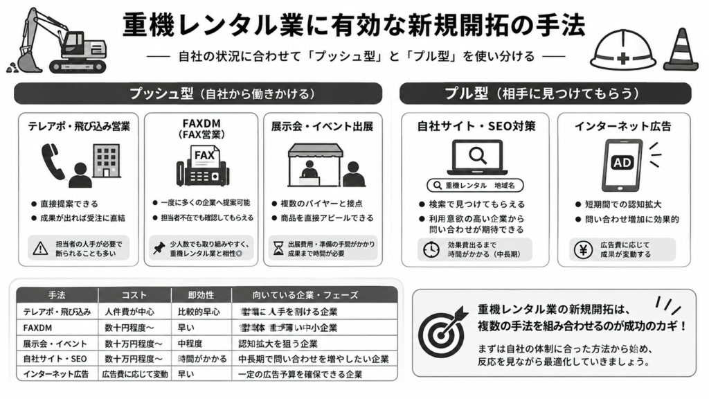 重機レンタル業に有効な新規開拓の手法