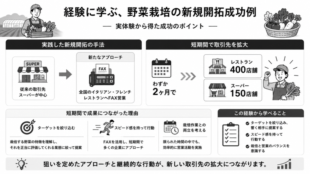農業経験に学ぶ、野菜栽培の新規開拓成功例