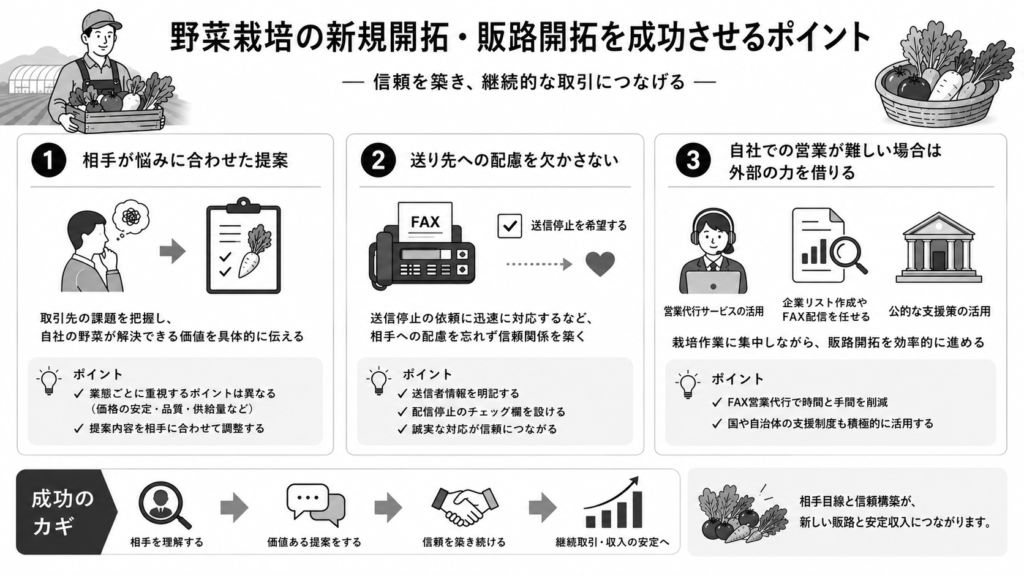 野菜栽培の新規開拓・販路開拓を成功させるポイント