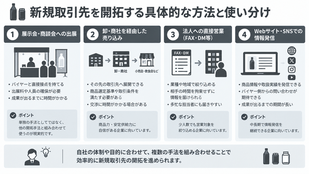 新規取引先を開拓する具体的な方法と使い分け