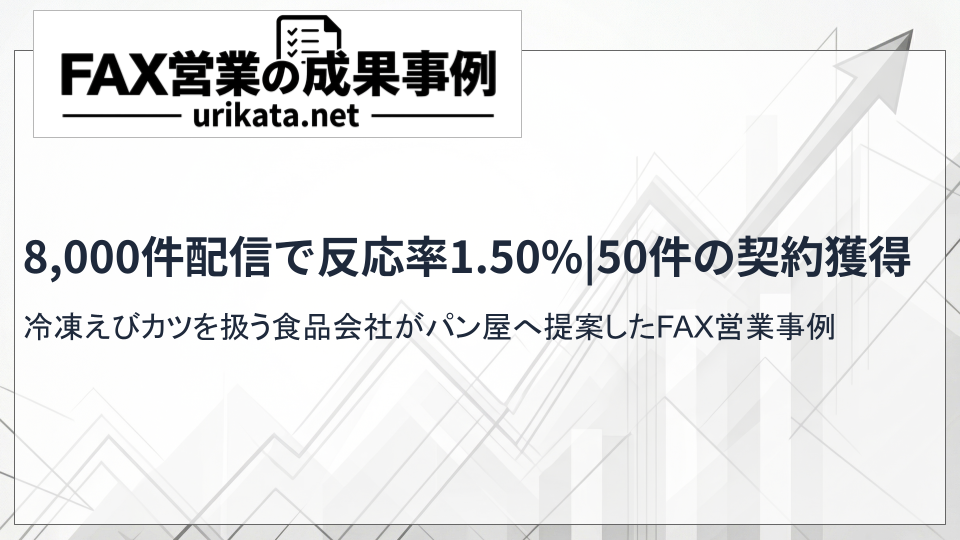 冷凍えびカツの食品会社がパン屋へFAX営業｜8,000件配信で反応率1.50%、50件の契約につながった事例