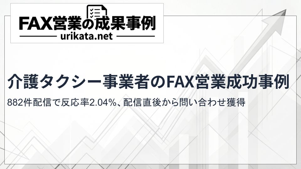 栃木県の介護タクシー事業者が介護施設・病院へFAX営業｜882件配信で反応率2.04%、配信直後から問い合わせが入った事例